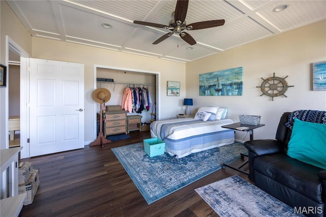 1753 Rue Marseilles, Bonne Terre, MO 63628 - bedroom featuring wood finished floors, a closet, and a ceiling fan