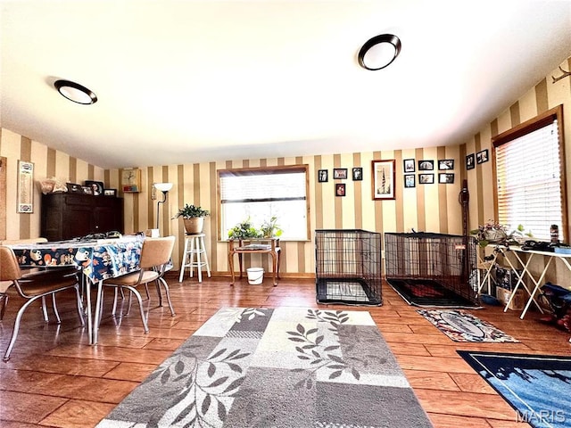 34 Kathryn Dr, St James, MO 65559 - living area featuring wallpapered walls and wood finished floors