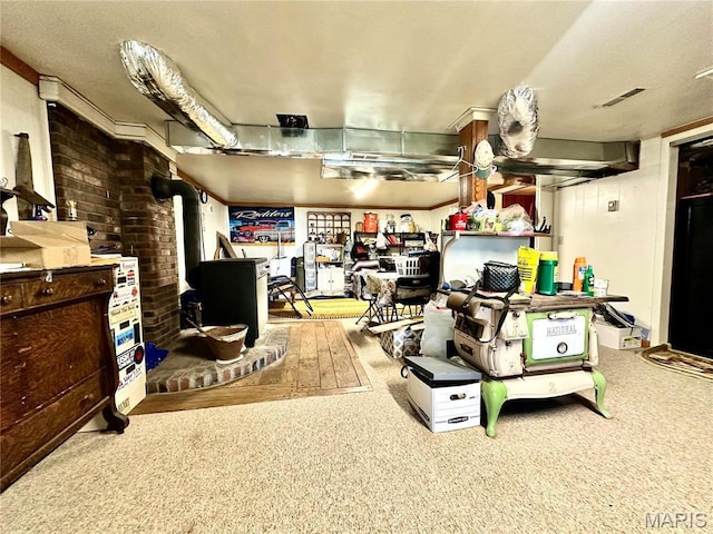 34 Kathryn Dr, St James, MO 65559 - finished basement featuring a wood stove and carpet