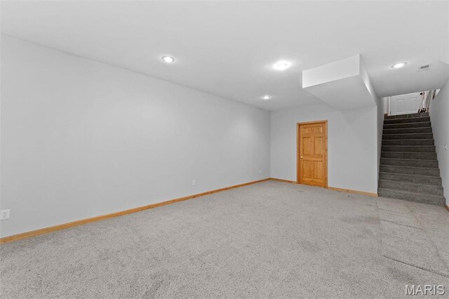 220 Cuivre Point Ln, Moscow Mills, MO 63362 - carpeted spare room featuring baseboards, stairs, and recessed lighting
