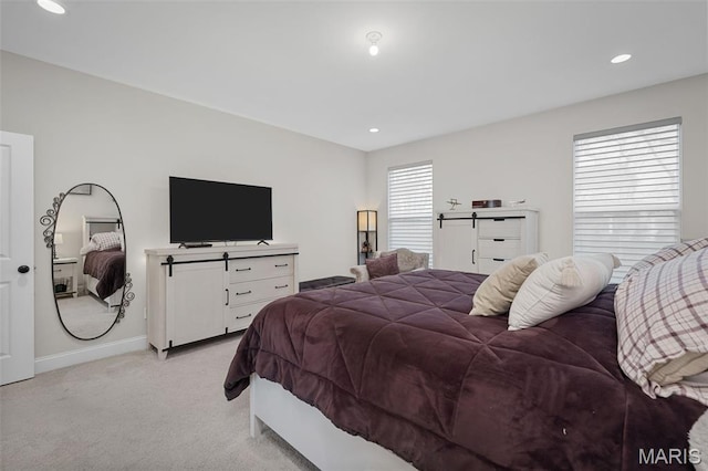 207 Castle Stuart Ct, Dardenne Prairie, MO 63368 - bedroom featuring light colored carpet, baseboards, and recessed lighting
