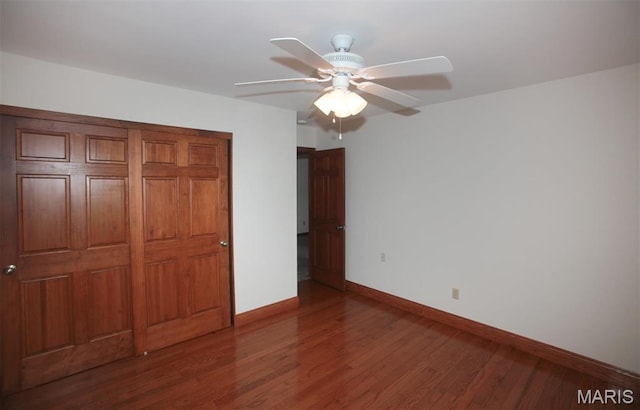 1340 Holgate Dr Unit F2, Ballwin, MO 63021 - unfurnished bedroom with wood finished floors and ceiling fan