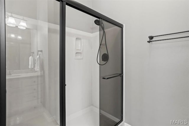 bathroom with a stall shower