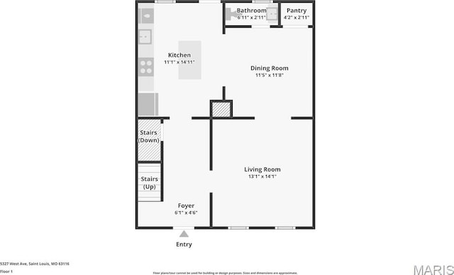5327 W Ave, Saint Louis, MO 63116 - room layout