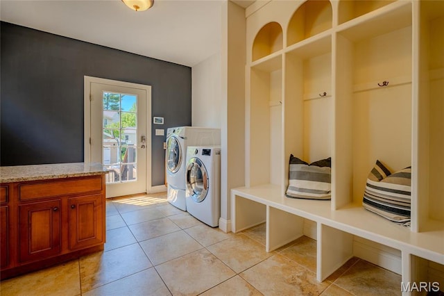 734 Fuhrmann Ter, Glendale, MO 63122 - mudroom with independent washer and dryer and light tile patterned floors