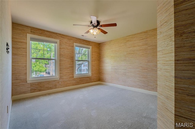 734 Fuhrmann Ter, Glendale, MO 63122 - empty room featuring ceiling fan, baseboards, and carpet floors