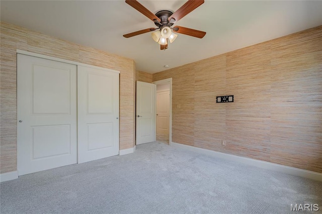 734 Fuhrmann Ter, Glendale, MO 63122 - unfurnished bedroom featuring carpet floors, baseboards, a closet, and ceiling fan
