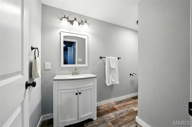 6346 Twin Springs Blvd, Cedar Hill, MO 63016 - bathroom featuring wood finished floors, vanity, and baseboards