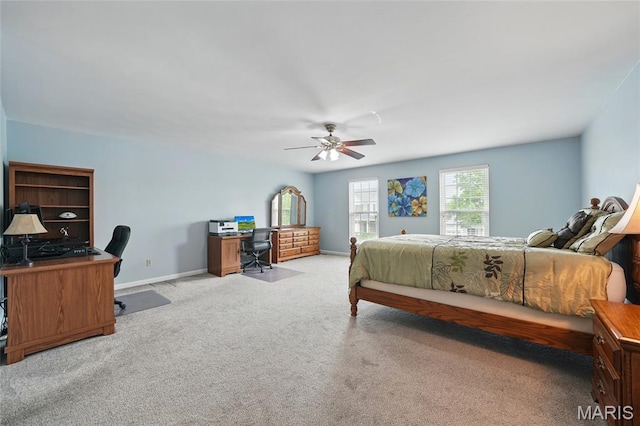 16816 Hickory Trails Ln, Wildwood, MO 63011 - bedroom with a desk, carpet floors, ceiling fan, and baseboards