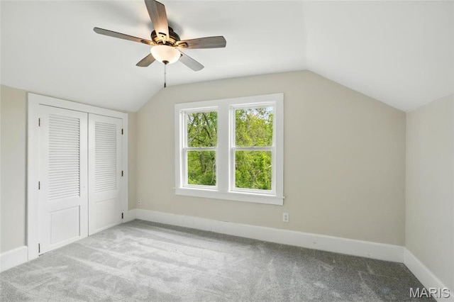1242 Crystal Heights Rd, Crystal City, MO 63019 - unfurnished bedroom with vaulted ceiling, carpet, baseboards, and a closet