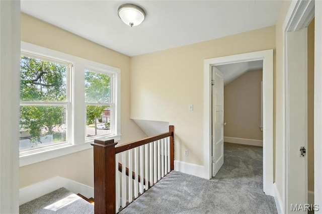 1242 Crystal Heights Rd, Crystal City, MO 63019 - hall with an upstairs landing, carpet, and baseboards