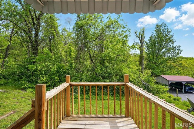 1242 Crystal Heights Rd, Crystal City, MO 63019 - wooden terrace with a yard