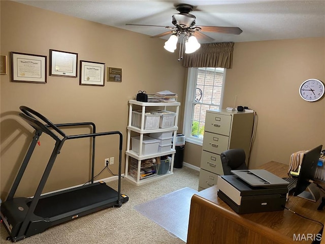 7 Chester Rd, Hannibal, MO 63401 - office area featuring a ceiling fan, carpet floors, and baseboards