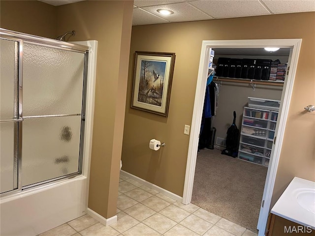 7 Chester Rd, Hannibal, MO 63401 - full bathroom featuring bath / shower combo with glass door, tile patterned flooring, vanity, toilet, and baseboards