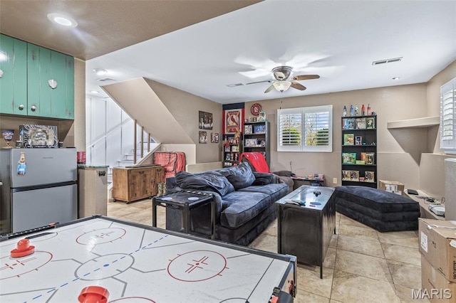 809 Cottage Rd, Bonne Terre, MO 63628 - playroom featuring a ceiling fan and light tile patterned floors