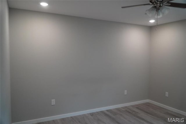 468 Polk St, Lebanon, MO 65536 - unfurnished room with ceiling fan, recessed lighting, wood finished floors, and baseboards