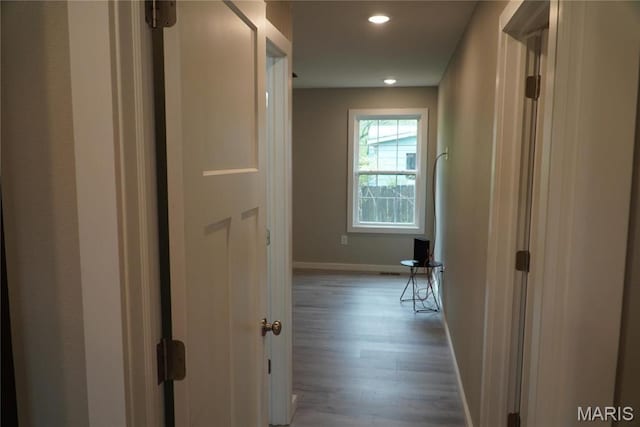 468 Polk St, Lebanon, MO 65536 - corridor with wood finished floors, baseboards, and recessed lighting