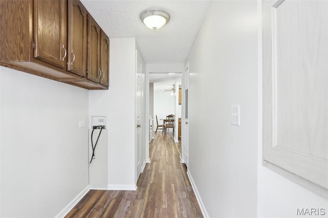 21839 Dove Ln, Carlyle, IL 62231 - hall featuring dark wood-style floors, baseboards, and a textured ceiling