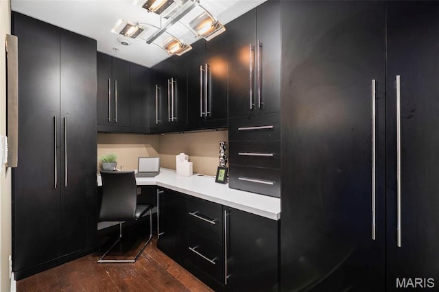 4909 Laclede Ave Unit 805, Saint Louis, MO 63108 - office area with built in desk and dark wood-type flooring