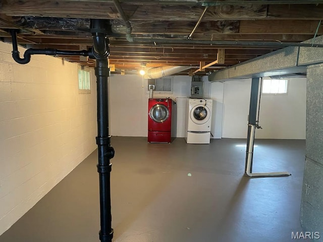 212 S Marguerite, Ferguson, MO 63135 - below grade area featuring washer and clothes dryer and electric panel
