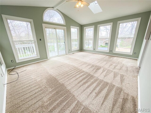 19113 Bent Oak Dr, Warrenton, MO 63383 - unfurnished sunroom featuring carpet and a skylight