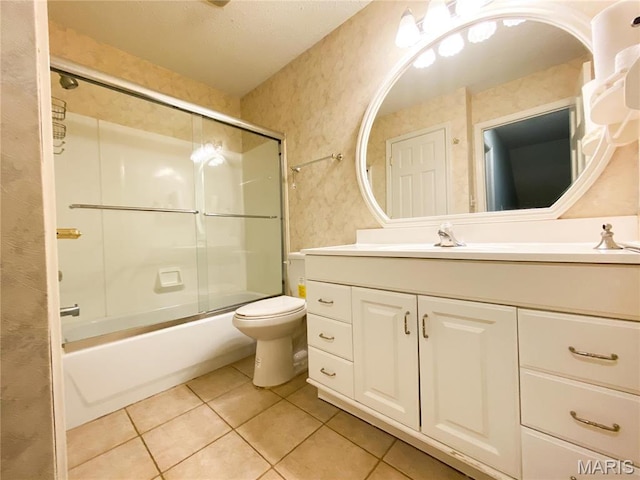 19113 Bent Oak Dr, Warrenton, MO 63383 - bathroom with vanity, tile patterned floors, and shower / bath combination with glass door