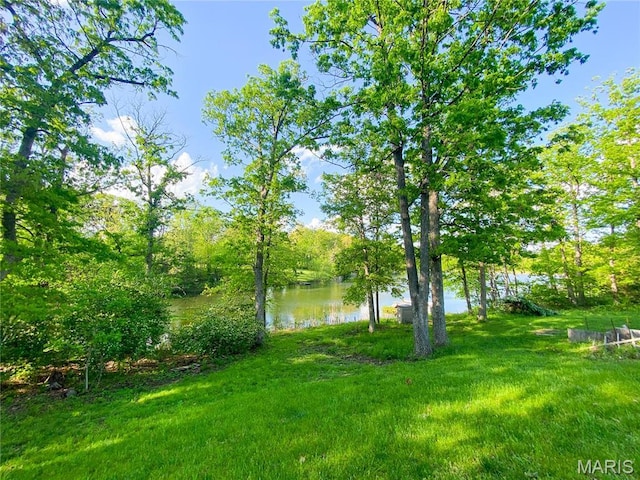 19113 Bent Oak Dr, Warrenton, MO 63383 - view of green lawn with a water view