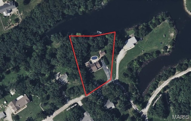 19113 Bent Oak Dr, Warrenton, MO 63383 - aerial map of property and surrounding area featuring property boundaries highlighted
