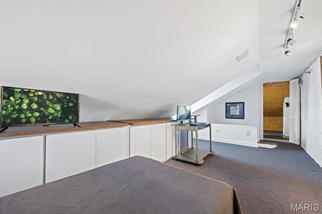 921 Morrison Ave, Saint Louis, MO 63104 - unfurnished bedroom featuring rail lighting and carpet flooring