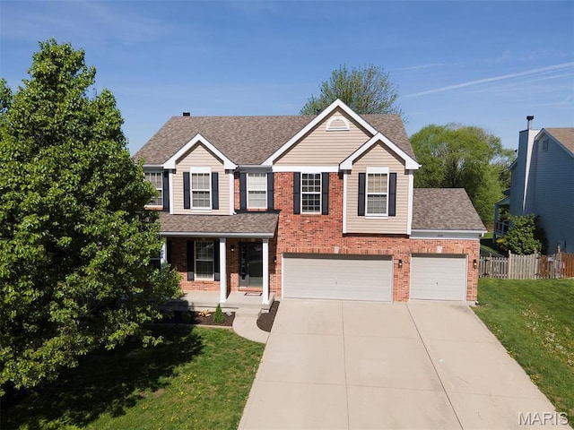 1739 Naughton Way, Swansea, IL 62226 - traditional-style home featuring brick siding, concrete driveway, a porch, and roof with shingles
