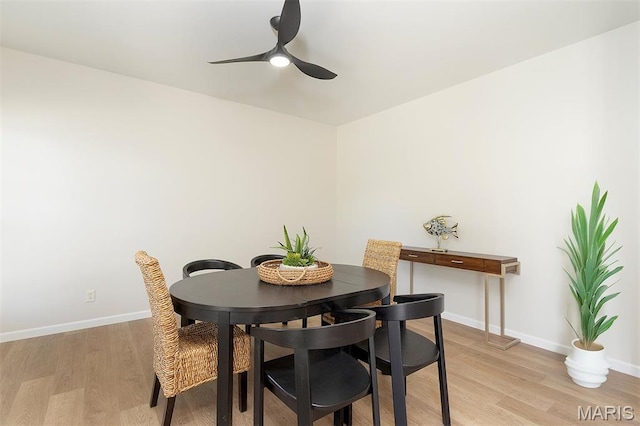 1739 Naughton Way, Swansea, IL 62226 - dining room featuring a ceiling fan, light wood-style floors, and baseboards