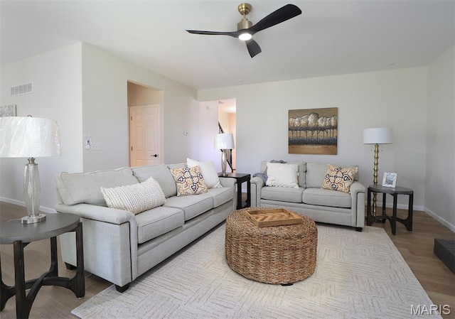 1739 Naughton Way, Swansea, IL 62226 - living area with ceiling fan, wood finished floors, and baseboards