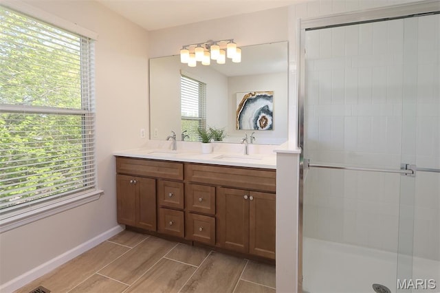 1739 Naughton Way, Swansea, IL 62226 - full bath featuring a shower stall, double vanity, and baseboards