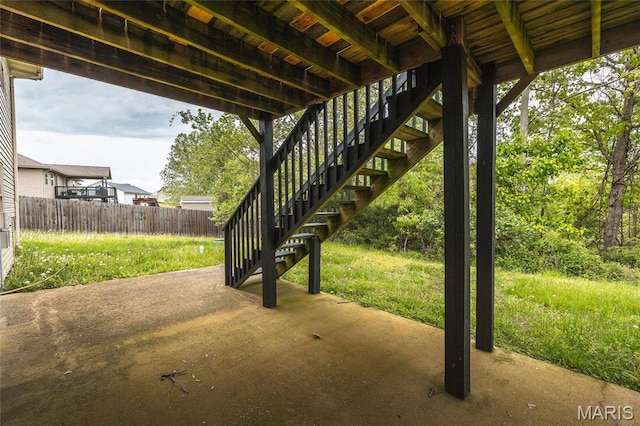 19252 Lambert Ln, Waynesville, MO 65583 - view of patio with stairs and fence