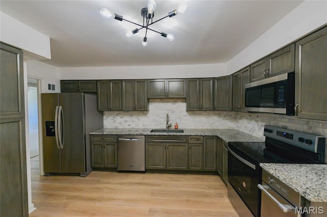 590 Sarah Ln Unit 303, Saint Louis, MO 63141 - kitchen with appliances with stainless steel finishes, a sink, a chandelier, and backsplash
