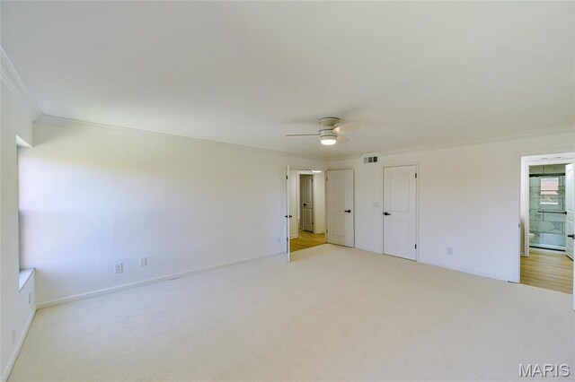 590 Sarah Ln Unit 303, Saint Louis, MO 63141 - unfurnished bedroom featuring crown molding, carpet, and ceiling fan