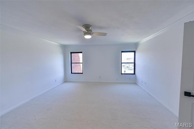 590 Sarah Ln Unit 303, Saint Louis, MO 63141 - unfurnished room with ornamental molding, a ceiling fan, light colored carpet, and baseboards