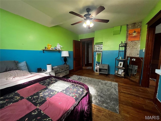 114 S Water St, Truesdale, MO 63380 - bedroom featuring wood finished floors and ceiling fan