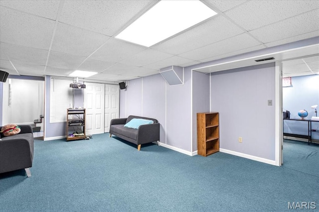 27 Heatherwood Dr, Collinsville, IL 62234 - finished below grade area with baseboards, a drop ceiling, and carpet
