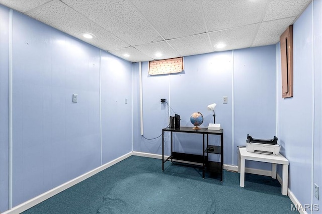 27 Heatherwood Dr, Collinsville, IL 62234 - miscellaneous room with carpet flooring, a paneled ceiling, baseboards, and recessed lighting