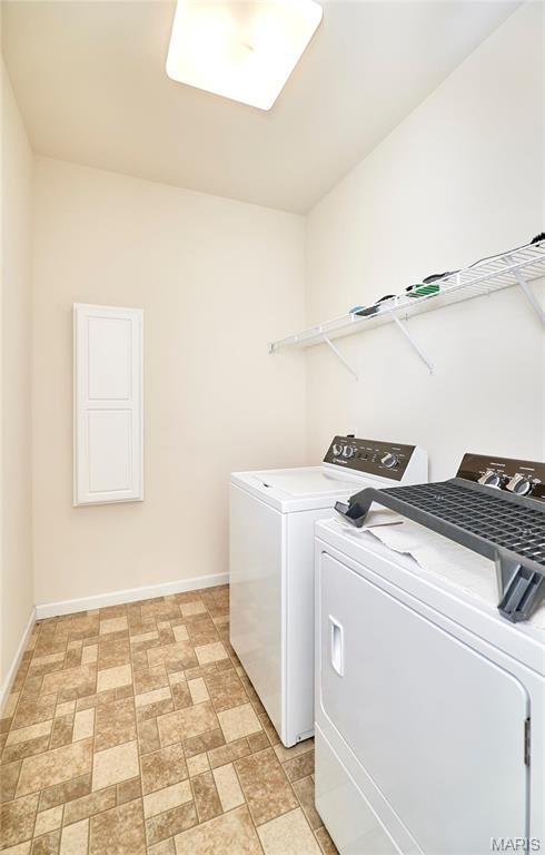 225 River Bluff Ct, Troy, MO 63379 - laundry room with independent washer and dryer and baseboards