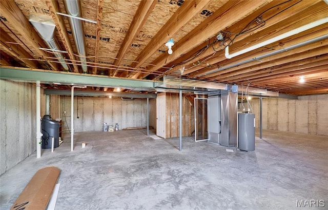225 River Bluff Ct, Troy, MO 63379 - unfinished basement with gas water heater