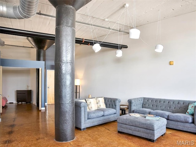 common area with a high ceiling