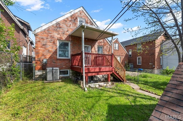 5034 Queens Ave, Saint Louis, MO 63115 - rear view of property featuring central AC and brick siding