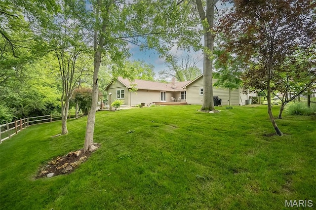 739 Muir View Dr, Ballwin, MO 63011 - view of yard featuring a deck