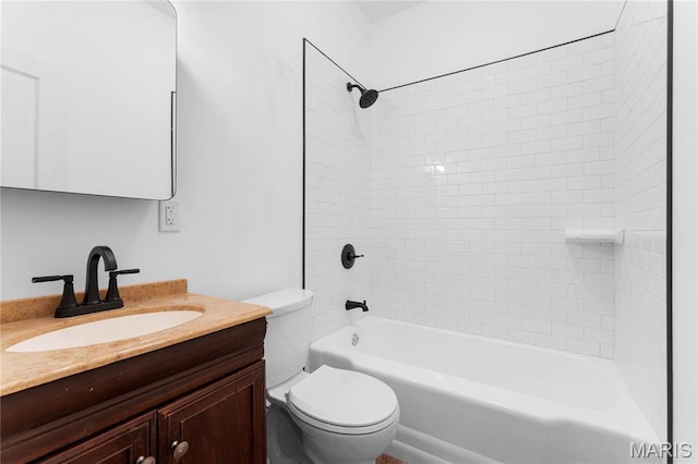 306 Walnut St, Waterloo, IL 62298 - full bathroom with vanity, toilet, and washtub / shower combination