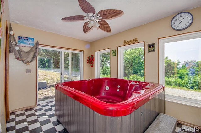 634 N 200th St, Vandalia, IL 62471 - dining area with tile patterned floors and ceiling fan