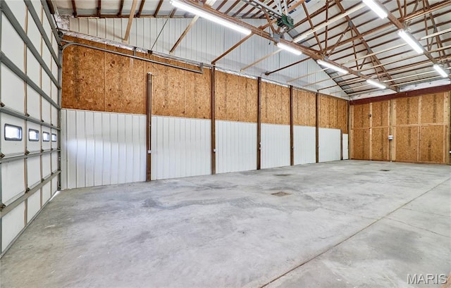 garage with metal wall