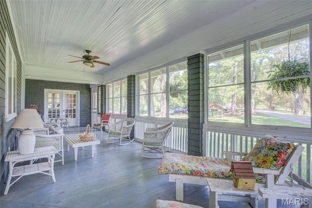 1577 Kehrs Mill Rd, Chesterfield, MO 63005 - sunroom featuring a ceiling fan