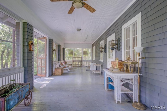 1577 Kehrs Mill Rd, Chesterfield, MO 63005 - view of patio / terrace with covered porch and a ceiling fan